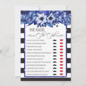 「彼が言った、彼女が言った」 ブライダルシャワーゲーム 招待状 (正面)