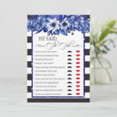 「彼が言った、彼女が言った」 ブライダルシャワーゲーム 招待状 (スタンド正面)