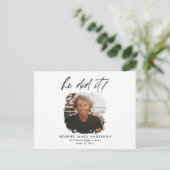 彼が青い写真の卒業モダンはがきをした ポストカード (スタンド正面)