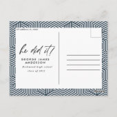 彼が青い写真モダンの卒業用はがき ポストカード (裏面)