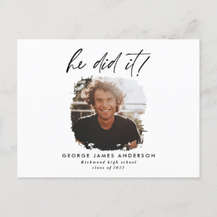 彼が青い写真モダンの卒業用はがき ポストカード