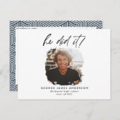 彼が青い写真モダンの卒業用はがき ポストカード (正面/裏面)