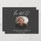 彼が黒写真卒業モダンを行った 招待状 (正面/裏面)