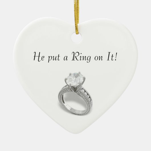 彼がItにリングや輪を置く/日付を保存 セラミックオーナメント (正面)