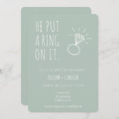 彼がItリングや輪婚約招待状 招待状 (正面/裏面)