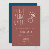 彼がItリングや輪婚約招待状 招待状 (正面/裏面)