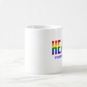 彼がLGBTQレインボープライドで発音ストライプ コーヒーマグカップ (中央)
