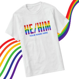 彼がLGBTQレインボープライドで発音ストライプ Tシャツ