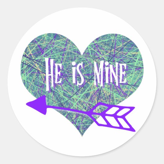 彼がMineのハートシェイプネットワーキングの紫 ラウンドシール (正面)