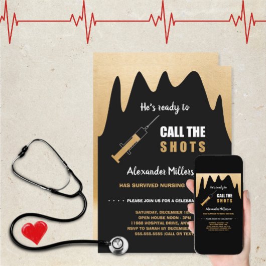 彼がShotsを呼ぶ準備ができてナース卒業 招待状