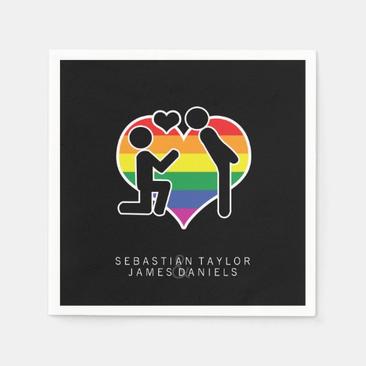 彼がYesのMr.とMr.プロポーザルゲイ結婚の スタンダードカクテルナプキン (正面)