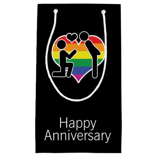彼がYesハッピーアニバーサリーゲイをテーマにした スモールペーパーバッグ (正面)