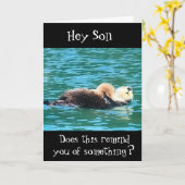 **彼と同じリラックスに誕生日の息子**カードを持つ カード (黄色い花)