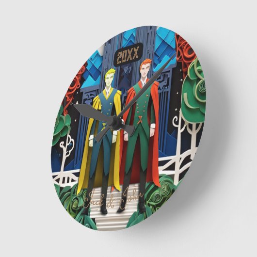 彼と彼の結婚記念日の大時計 ラウンド壁時計 (傾斜)