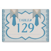 彼と彼の青いオックスフォードのピンストライプ テーブルナンバー (裏面)