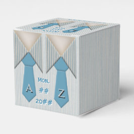 彼と彼の青いオックスフォードのピンストライプ フェイバーボックス