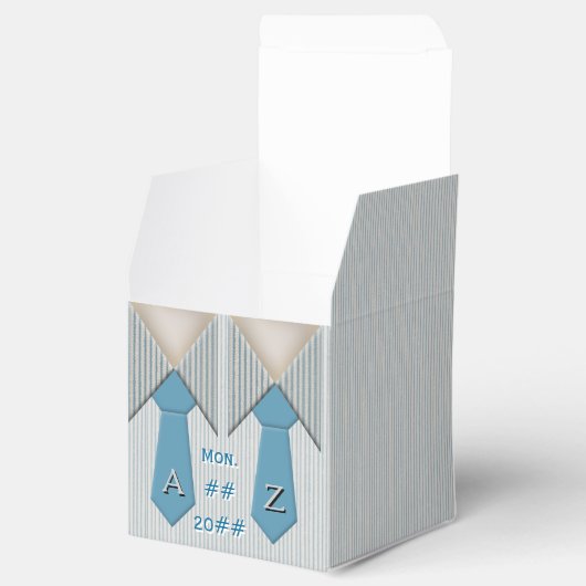 彼と彼の青いオックスフォードのピンストライプ フェイバーボックス (オープン)