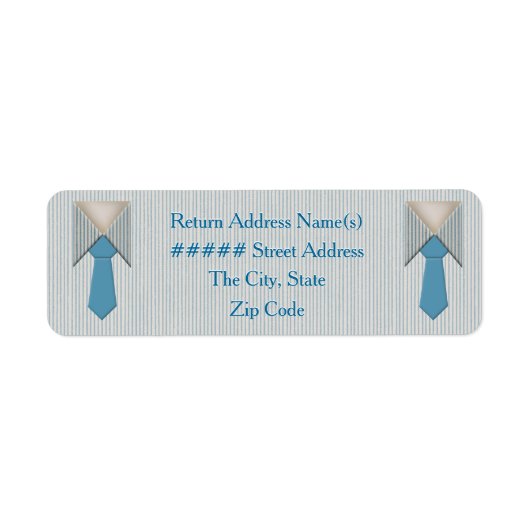 彼と彼の青いオックスフォードのピンストライプ ラベル (正面)