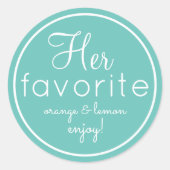 彼と彼女のアクアお気に入りの結婚式の引き出物シール ラウンドシール (正面)