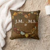 彼と彼女のイニシャルハートのビーチ クッション (ブランケット)