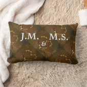 彼と彼女のイニシャルハートのビーチ ランバークッション (ブランケット)