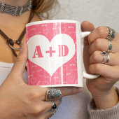 彼と彼女のイニシャルバレンタインデーハートを追加 コーヒーマグカップ