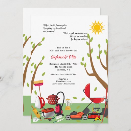 彼と彼女のウェディングシャワー 招待状 (正面/裏面)