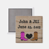 彼と彼女のカウボーイブーツ結婚式の引き出物磁石 マグネット (正面/裏面)