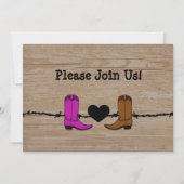 彼と彼女のカウボーイブーツ結婚式招待状 招待状 (正面)