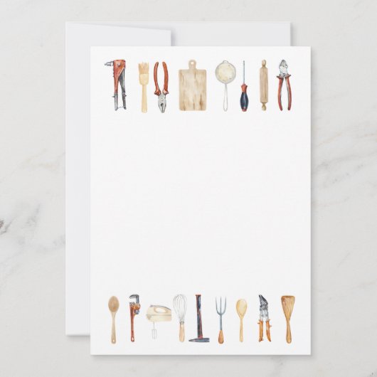 彼と彼女のカップルのシャワー招待、ツールシャワー 招待状 (裏面)