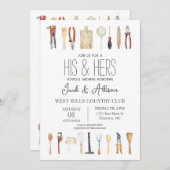 彼と彼女のカップルのシャワー招待、ツールシャワー 招待状 (正面/裏面)