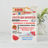 彼と彼女のカップルのツールのキッチンシャワー招待状 招待状 (スタンド正面)