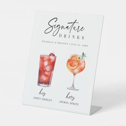 彼と彼女のシグネチャーカクテルドリンクバー 台座サイン (正面)