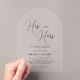 彼と彼女のシンプルカップルのシャワーブライダル アクリル招待状