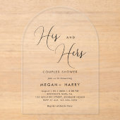 彼と彼女のシンプルカップルのシャワーブライダル アクリル招待状 (正面)