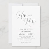 彼と彼女のシンプルカップルのシャワーブライダル 招待状 (正面)