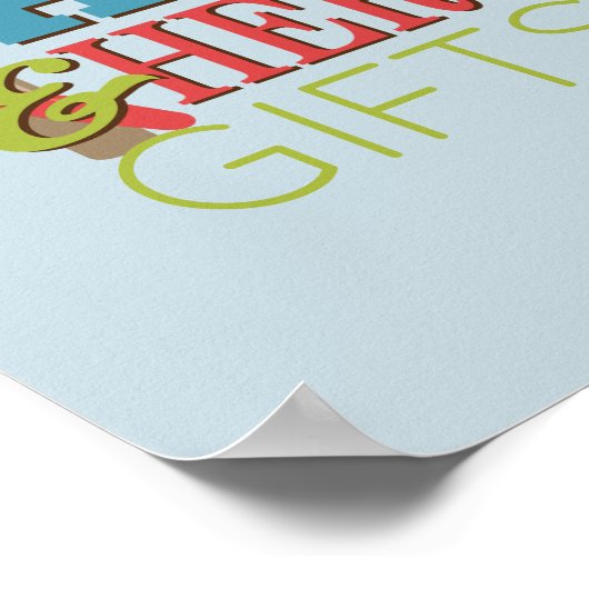 彼と彼女のハンマーウィスクカップルのシャワーギフトサイン ポスター (角)