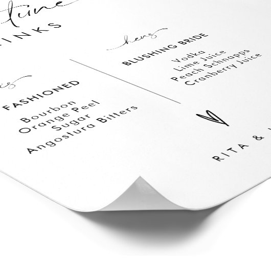 彼と彼女のバーの署名はドリンク結婚のサイン ポスター (角)