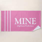 彼と彼女のピンクの「私パーソナライズされた」 ビーチタオル (正面)