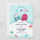 彼と彼女のピンクブルーの性別の明るさはどうなるか 招待状 (正面)