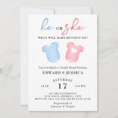 彼と彼女のベビーは青ピンクかわいミニマルい 招待状 (正面)