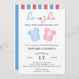 彼と彼女のベビーは青ピンクかわいミニマルい 招待状