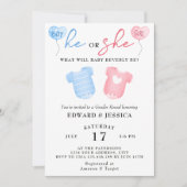 彼と彼女のベビーは青ピンクかわいミニマルい 招待状 (正面)