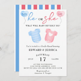 彼と彼女のベビーは青ピンクかわいミニマルい 招待状