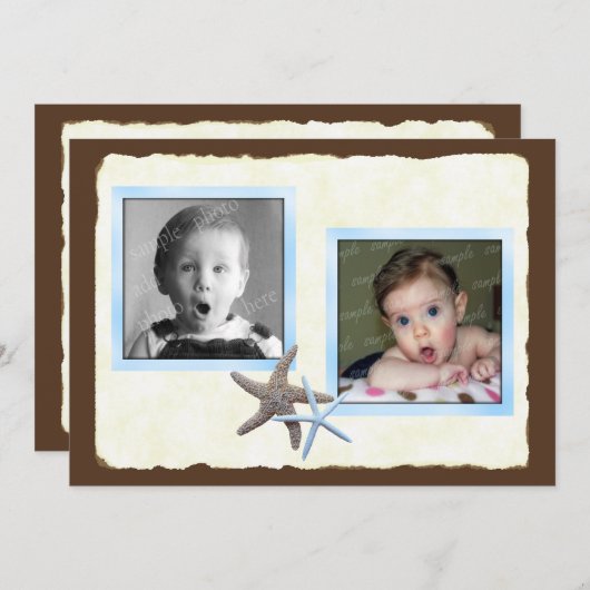 彼と彼女のベビー結婚写真の発表 案内状 (正面/裏面)