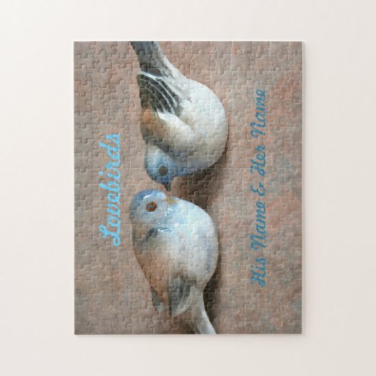 彼と彼女の名前を持つ愛の鳥のカップル ジグソーパズル (縦)