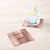 彼と彼女の名前，つや消しバラ金ゴールドメタル結婚ズ スクエアペーパーコースター (インサイチュ)