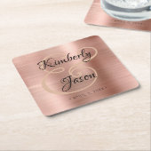 彼と彼女の名前，つや消しバラ金ゴールドメタル結婚ズ スクエアペーパーコースター (アングル)