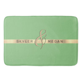彼と彼女の名前，セージストライプに関する金ゴールド バスマット