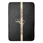 彼と彼女の名前、金ゴールドストライプ・オン・ブラック バスマット (正面縦)